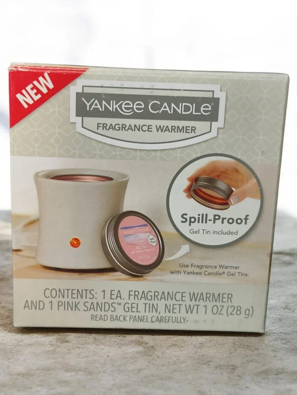 Yankee Candle Neutral Ceramic Warmer with Pink Gel Tin